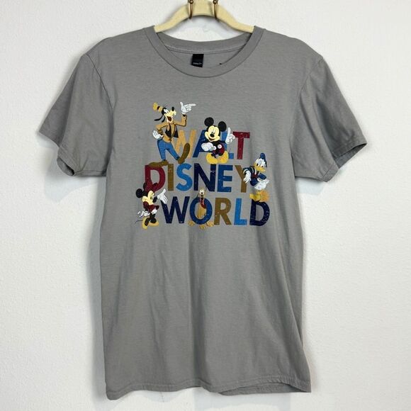 Walt Disney Word Grey Characters T-shirt S - Picture 1 of 6
